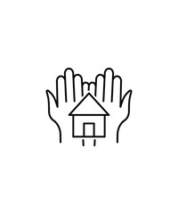 hand holding home icon, vector best line icon.