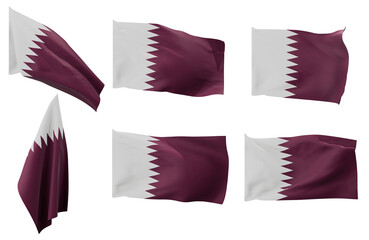 Large pictures of six different positions of the flag of Qatar