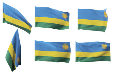 Large pictures of six different positions of the flag of Rwanda