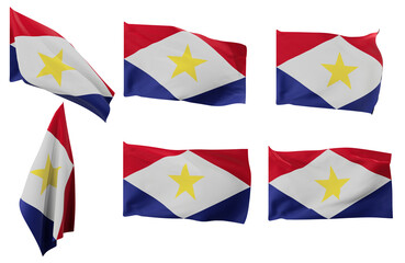 Large pictures of six different positions of the flag of Saba