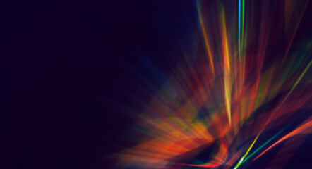 abstract black background with colored lines from neon light