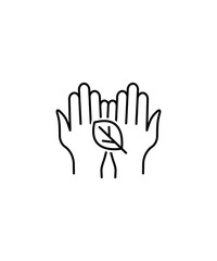 hand holding leaf icon, vector best line icon.