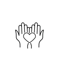 hand holding heart icon, vector best line icon.