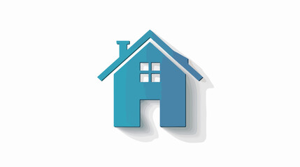 Flat paper cut style icon of house. Vector illustration