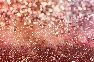 Rose gold glitter bokeh texture background, rose gold bright and pink glitter pattern background.