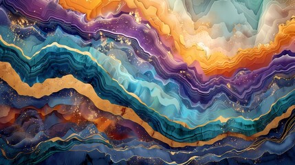 Digital color mountain river illustration abstract graphic poster web page PPT background - obrazy, fototapety, plakaty