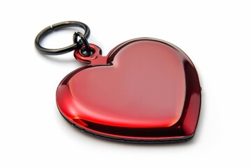 Red Heart Dog Tag on White Background