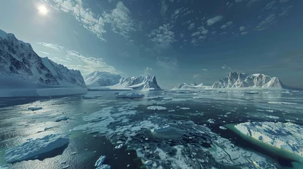 Fotobehang VR experience simulating an expedition in the Arctic allowing users to witness firsthand the effects of global warming on ice landscapes © JR-50