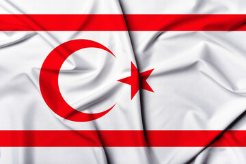 Beautifully waving and striped Northern Cyprus flag, flag background texture with vibrant colors...
