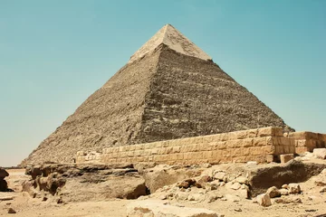 Foto op Canvas Lower view of the pyramid of Khafre. Egyptian sights. Historic buildings. © Pihuliak