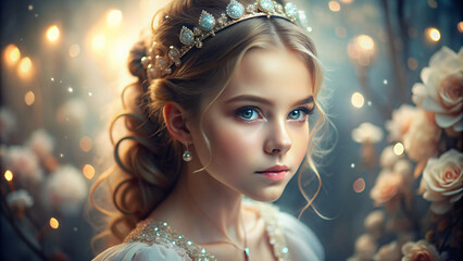 Princess in the City: A Glamorous Portrait with Blue Eyes, Winter Beauty, and Elegant Fashion