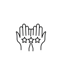 hand holding star icon, vector best line icon.