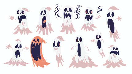 Funny abstract characters like ghosts with scary faces