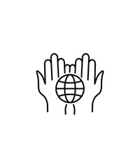 hand holding globe icon, vector best line icon.