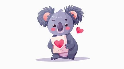 Obraz na płótnie Canvas Funny little Koala Cupid holding a love letter. illustration