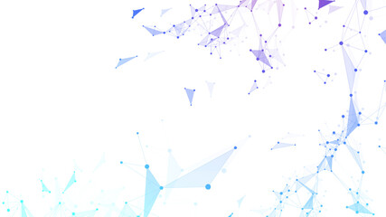 Abstract tech network connection dots. Digital technology and big data analysis background. White background with plexus lines. Geometric background with abstract mesh