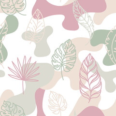 Fototapeta premium Abstract seamless pattern with tropical leaves
