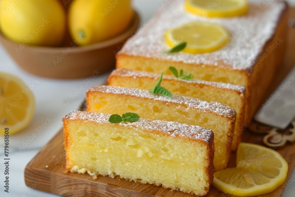 Poster Sliced lemon cake