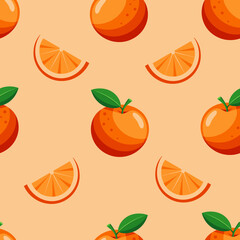 Seamless pattern of oranges and orange slices