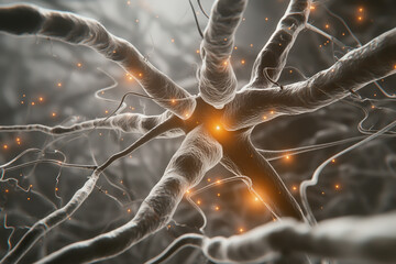 Close-up of synapses or brain cells in the brain - Dementia or Alzheimer's disease - 779651734