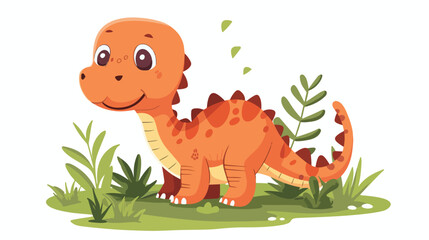 Happy dinosaur cute cartoon vector template design illustration