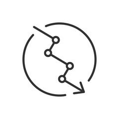 Decline chart, linear icon. Line with editable stroke
