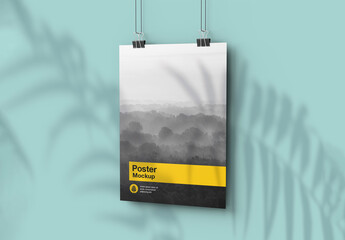Isolated Vertical Hanging Poster Mockup