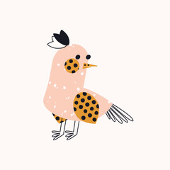 An exotic tropical bird in a simple style. Vector print, design, postcard, illustration 