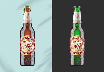 Colorful Glass Beer Bottle Mockup - obrazy, fototapety, plakaty