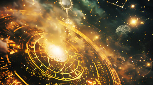 Background to retrograde mercury. Conceptual Astrological photography