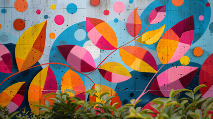 Fototapeta na wymiar A street art mural, with graffiti-covered walls as the background, during an urban art festival