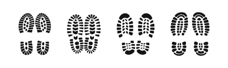 Fotobehang Shoe print vector set. Boots imprint collection. Shoes footprint icons. © 11ua