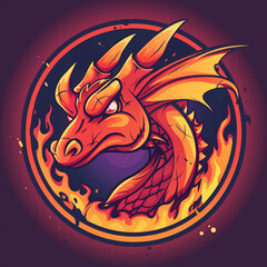 Fire Dragon illustration logo