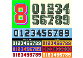 Vector illustration of vintage sports jersey numbers typeface fully editable - 779658521