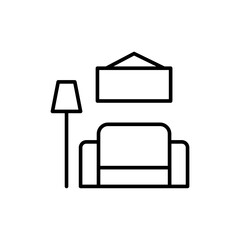 Living room outline icons, minimalist vector illustration ,simple transparent graphic element .Isolated on white background