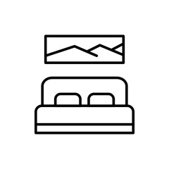 Bedroom outline icons, minimalist vector illustration ,simple transparent graphic element .Isolated on white background