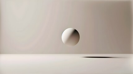 Minimalistic 3D Sphere Suspended in Mid Air Against a Plain Background: Ethereal Simplicity, Hand Edited Generative AI - obrazy, fototapety, plakaty