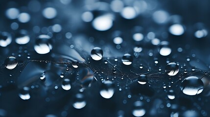 Water Drops in a Dark Blue Background