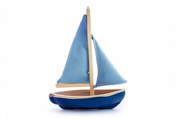 Toy sailboat alone on white surface