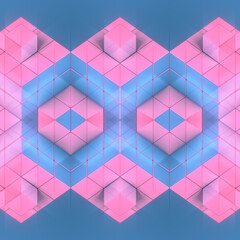 Trendy neon colored background with a pattern of different geometric shapes. 3d rendering digital illustration