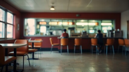 Fototapeta na wymiar Blurred Fast Food Joint Background Image for Depth Effect