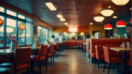 Fototapeta na wymiar Blurred Fast Food Joint Background Image for Depth Effect