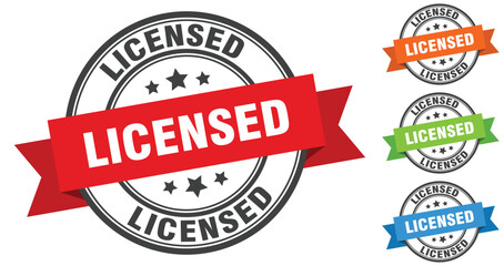 licensed stamp. round band sign set. label