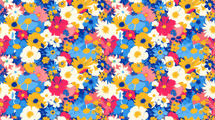 Pop Art Flowers,Bold, graphic florals in vibrant colors, seamless,