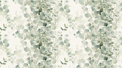 Silver dollar eucalyptus branches, minimalist style, on white