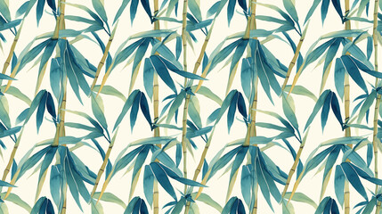 Bamboo leaves, zen garden, watercolor elegance