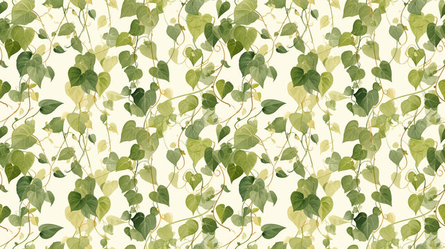 Creeping vines, wall climbers, gentle green watercolor