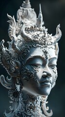 Cybernetically Enhanced Digital Sculpture of a Thai Mythological Deity in Ornate,Intricate Detail