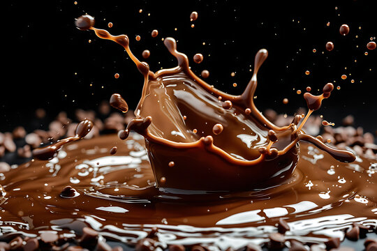 stock photo of chocolate splash isolated on black background Food Photography