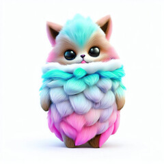 furry forest animal with beautiful colors and white backgroundwith Generative AI technology	